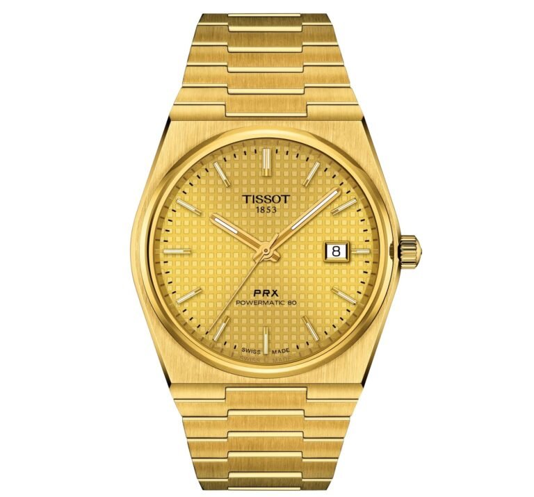Tissot PRX Powermatic 80 Gold Dial Gold Steel Strap Watch for Men - T137.407.33.021.00