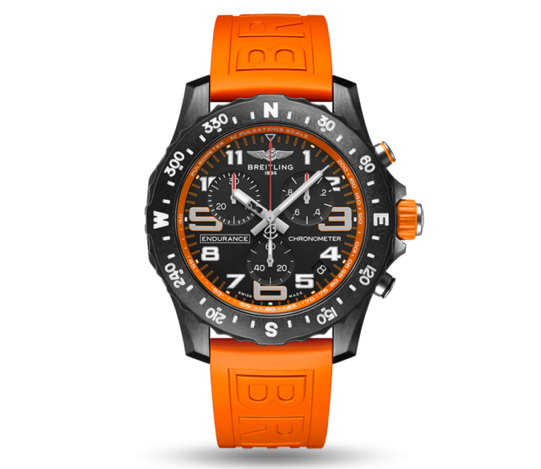 Breitling Endurance Pro Black Dial Orange Rubber Strap Watch for Men - X82310A51B1S1