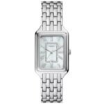 Fossil Raquel Three Hand Date Mother of Pearl Dial Silver Steel Strap Watch for Women - ES5306