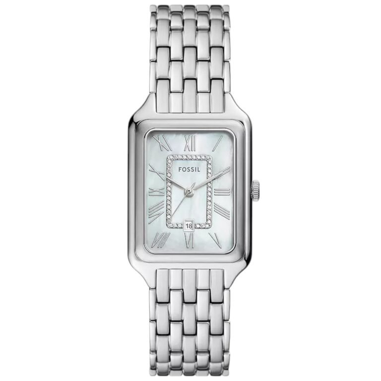 Fossil Raquel Three Hand Date Mother of Pearl Dial Silver Steel Strap Watch for Women - ES5306