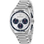 Maserati Trimarano Chronograph Silver Dial Silver Stainless Steel Strap Watch For Men - R8873632001