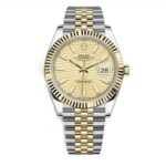 Rolex Datejust Yellow Steel Golden Fluted Motif Dial Domed Bezel Automatic size 41 mm
