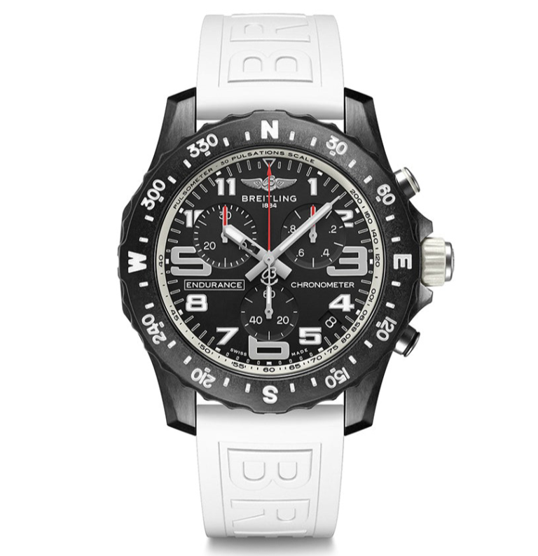 Breitling Endurance Pro Black Dial White Rubber Strap Watch for Men - X82310A71B1S1