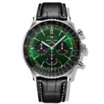 Breitling Navitimer B01 Chronograph 43 Green Dial Black Leather Strap Watch for Men - AB0137241L1P1