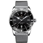 Breitling Superocean Heritage B20 44 Black Dial Silver Mesh Bracelet Watch for Men - AB2020121B1A1