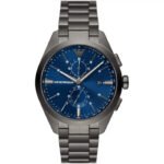 Emporio Armani Chronograph Quartz Blue Dial Grey Steel Strap Watch For Men - AR11481