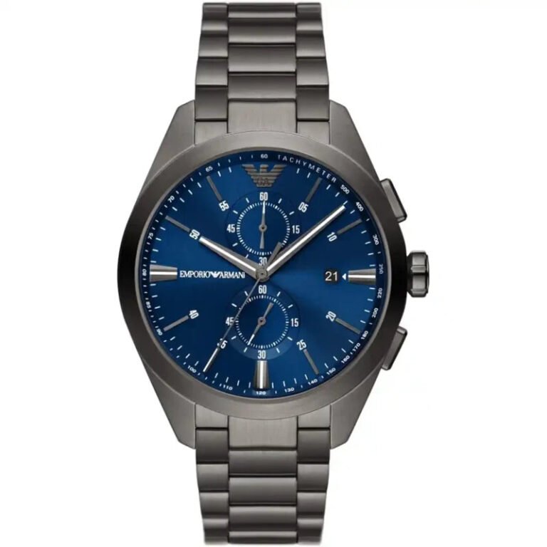 Emporio Armani Chronograph Quartz Blue Dial Grey Steel Strap Watch For Men - AR11481