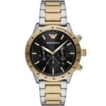 Emporio Armani Chronograph Black Dial Two Tone Steel Strap Watch For Men - AR11521