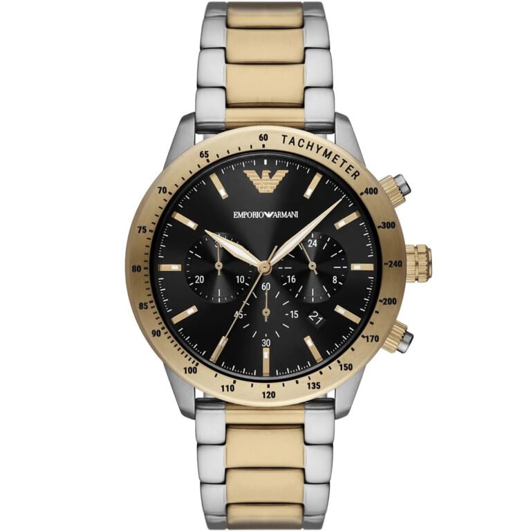 Emporio Armani Chronograph Black Dial Two Tone Steel Strap Watch For Men - AR11521