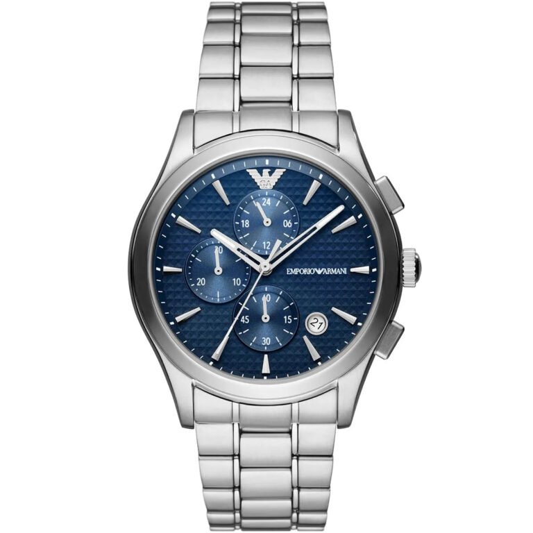 Emporio Armani Renato Chronograph Blue Dial Silver Steel Strap Watch For Men - AR11528