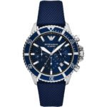 Emporio Armani World Explorer Chronograph Blue Dial Blue Nylon Strap Watch for Men - AR11588