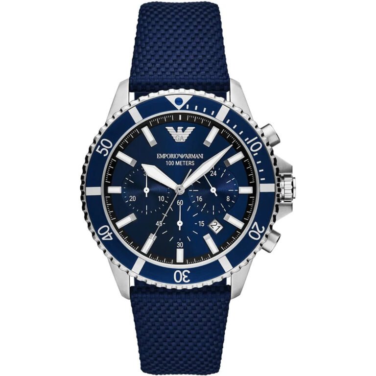Emporio Armani World Explorer Chronograph Blue Dial Blue Nylon Strap Watch for Men - AR11588