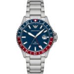 Emporio Armani Sea Explorer GMT Blue Dial Silver Steel Strap Watch For Men - AR11590