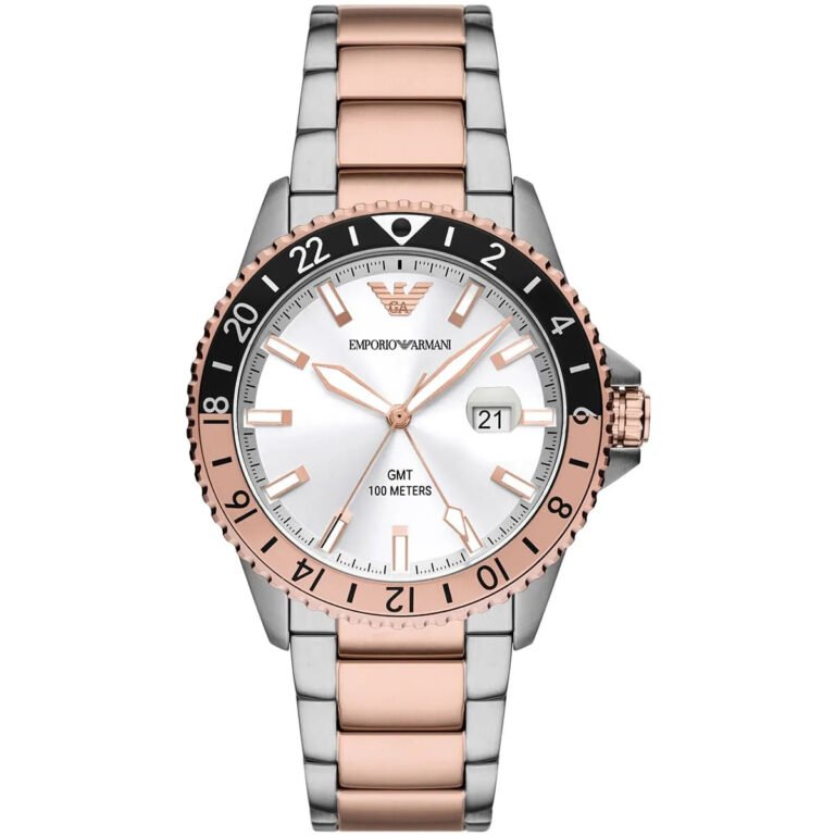 Emporio Armani Sea Explorer GMT White Dial Two Tone Steel Strap Watch For Men - AR11591