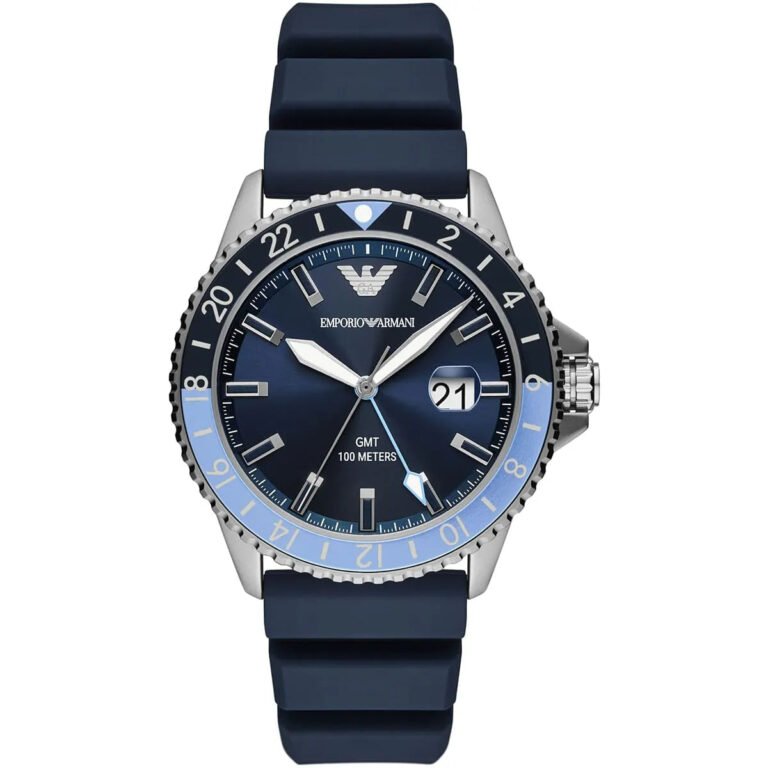 Emporio Armani World Explorer GMT Blue Dial Blue Rubber Strap Watch for Men - AR11592