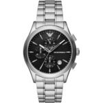 Emporio Armani Paolo Chronograph Black Dial Silver Steel Strap Watch For Men - AR11602