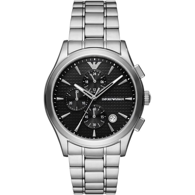 Emporio Armani Paolo Chronograph Black Dial Silver Steel Strap Watch For Men - AR11602