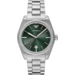 Emporio Armani Frederico Analog Green Dial Silver Steel Strap Watch for Men - AR11621