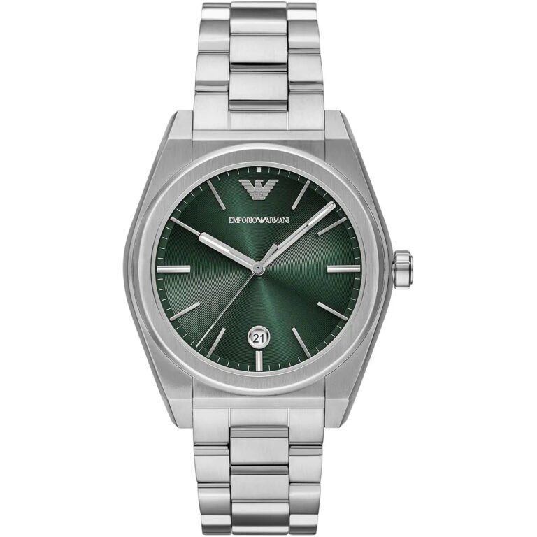 Emporio Armani Frederico Analog Green Dial Silver Steel Strap Watch for Men - AR11621