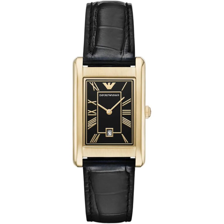 Emporio Armani Gino Black Dial Black Leather Strap Watch for Men - AR11666