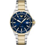 Emporio Armani World Explorer Blue Dial Two Tone Steel Strap Watch for Men - AR11682