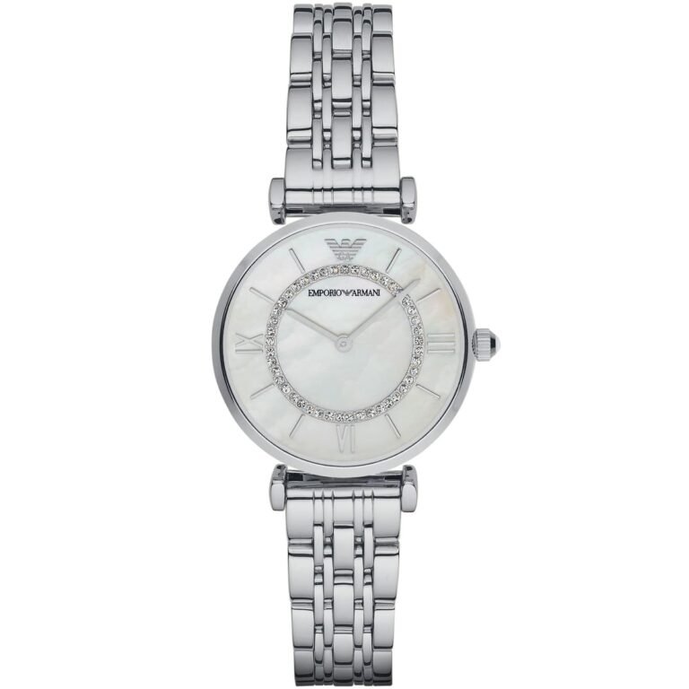 Emporio Armani Emporio Armani Gianni T-Bar Mother of Pearl Dial Silver Stainless Steel Watch For Women - AR1908