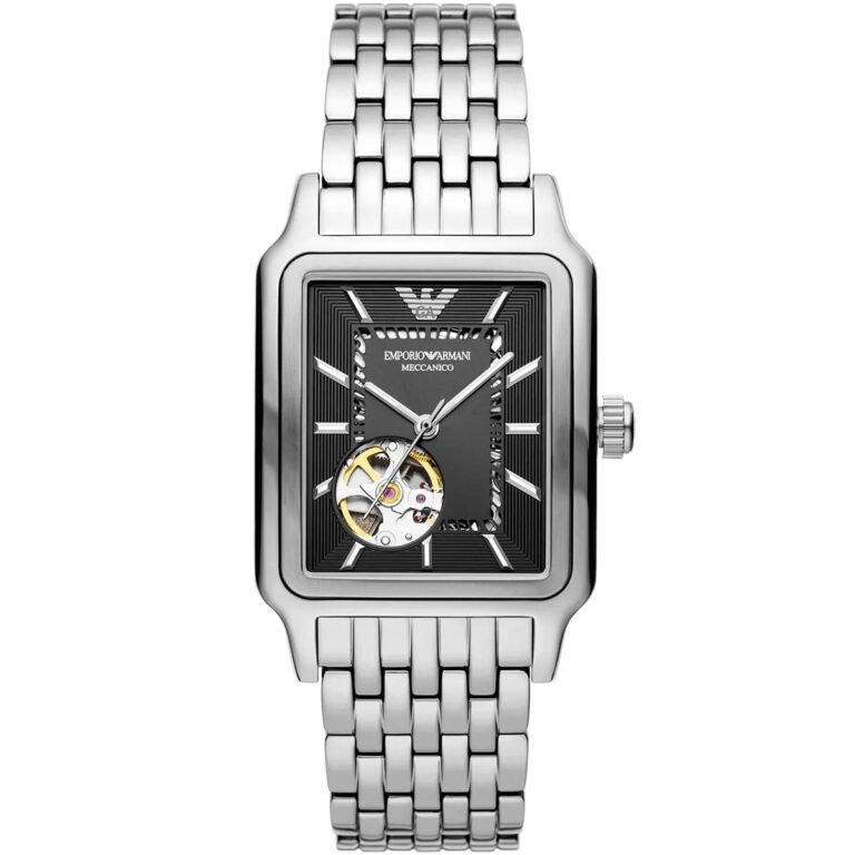 Emporio Armani Diego Automatic Black Dial Silver Steel Strap Watch For Men - AR60057