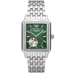 Emporio Armani Meccanico Automatic Green Dial Silver Steel Strap Watch For Men - AR60067
