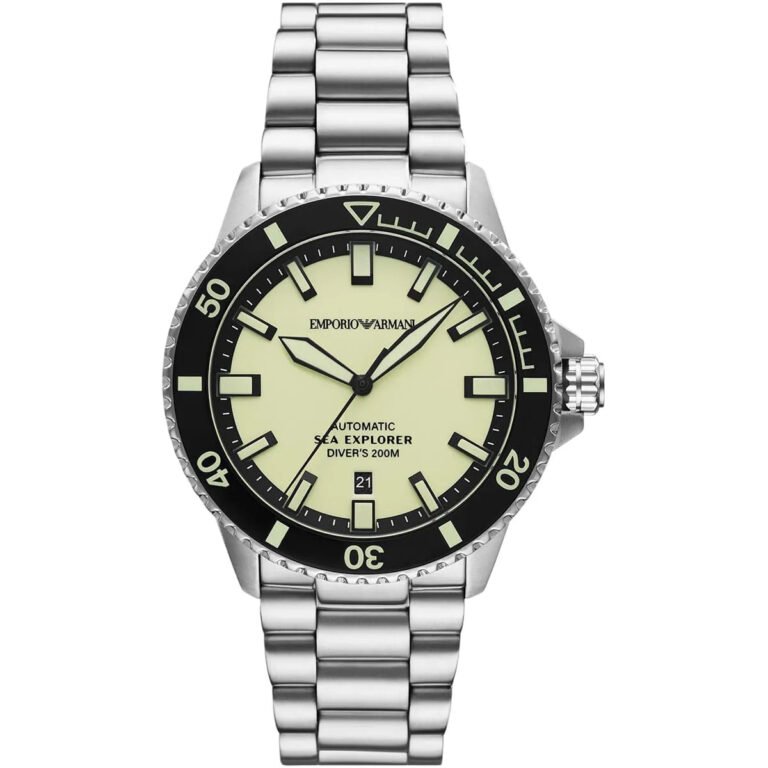 Emporio Armani Sea Explorer Yellow Dial Silver Steel Strap Watch for Men - AR60083