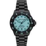 Emporio Armani Sea Explorer Turquoise Blue Dial Black Steel Strap Watch for Men - AR60084