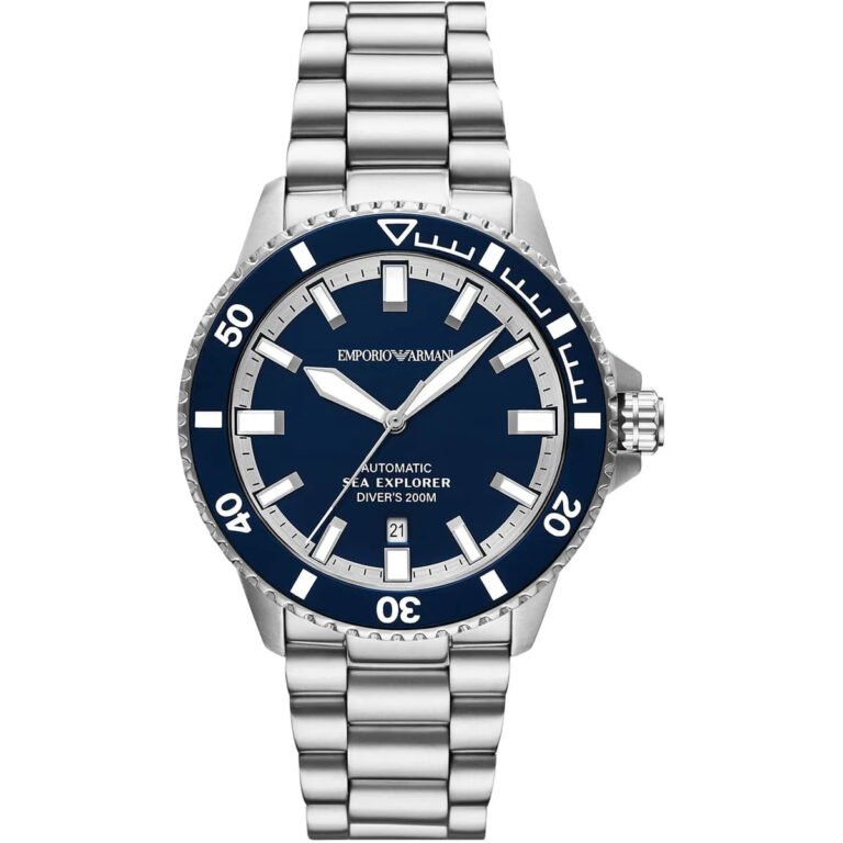 Emporio Armani Sea Explorer Blue Dial Silver Steel Strap Watch for Men - AR60087