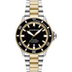 Emporio Armani Sea Explorer Black Dial Two Tone Steel Strap Watch for Men - AR60089