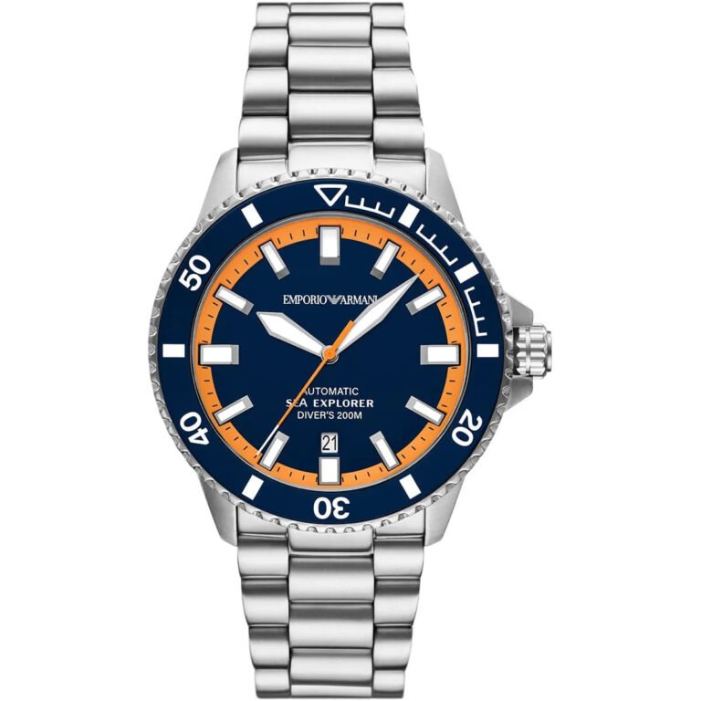 Emporio Armani Sea Explorer Blue Dial Silver Steel Strap Watch for Men - AR60090