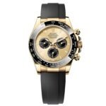 Rolex Daytona Rose Gold Stripe Black Rubber Mens Watch Automatic size 43mm