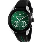 Maserati Traguardo R8871612043 Men’s Chronograph Rubber Watch – Green Dial
