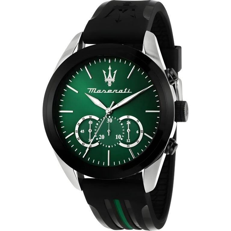 Maserati Traguardo R8871612043 Men’s Chronograph Rubber Watch – Green Dial