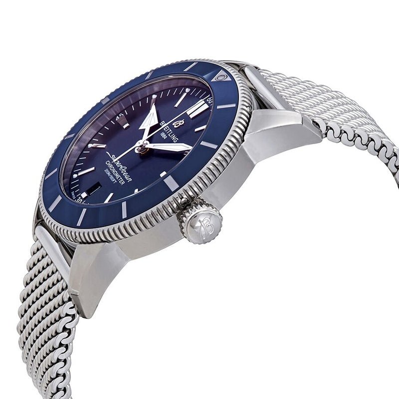Breitling Superocean Heritage B20 44 Blue Dial Silver Mesh Bracelet Watch for Men - AB2030161C1A1 - Image 6