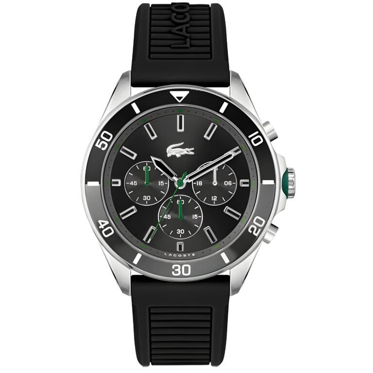 Lacoste Men's Stainless Steel Quartz Watch with Silicone Strap, Black, 22 Model - 2011152