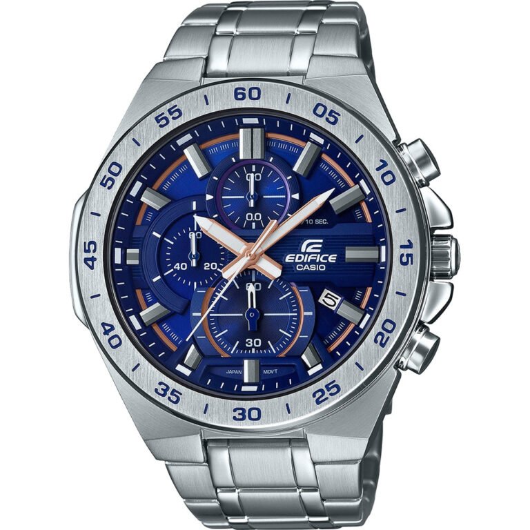 Casio Edifice Chronograph Watch for Men Blue Dial with Silver Stainless steel Strap EFR-564D-2AV