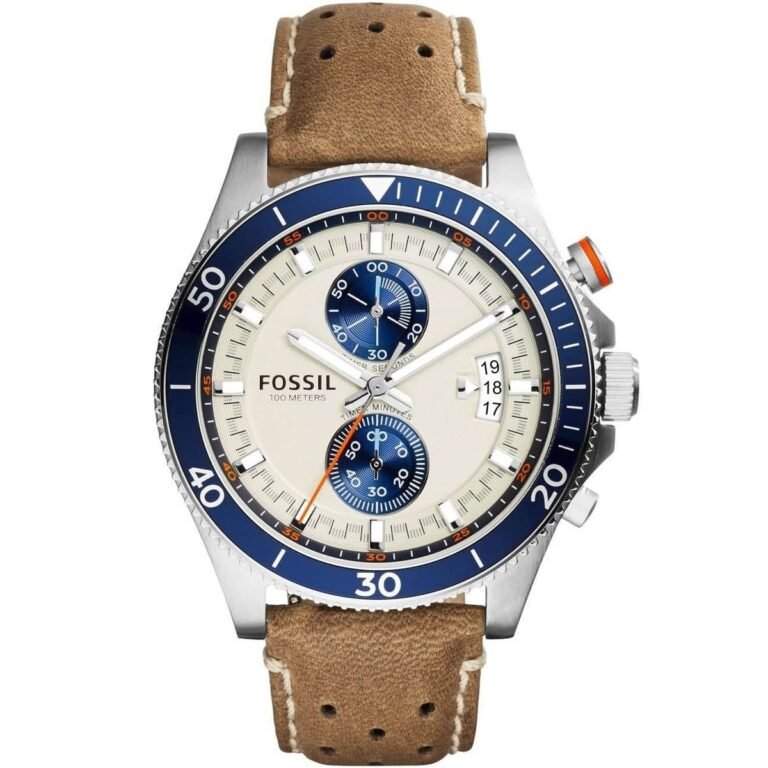 Fossil Wakefield Chronograph Cream Dial Brown Leather Strap Watch for Men - CH2951