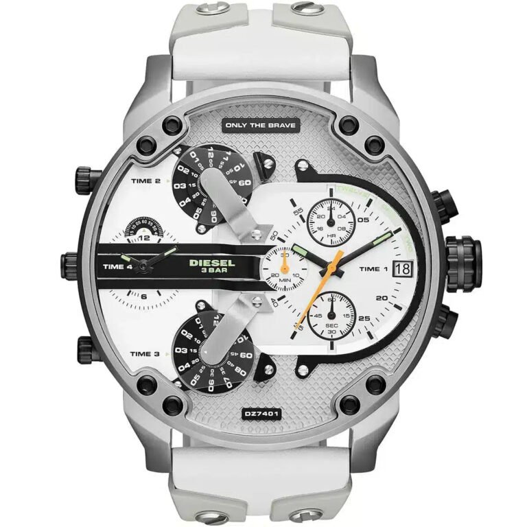 Diesel Men's DZ7401 Mr Daddy 2.0 White Leather and Silicone Watch, Chronograph