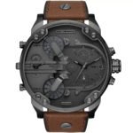 Diesel Mr Daddy Chronograph Grey Dial Brown Leather Strap Watch For Men - DZ7413