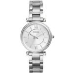 Fossil Women'S White Dial Stainless Steel Band Watch Es4341, Analog