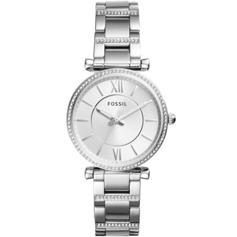 Fossil Women'S White Dial Stainless Steel Band Watch Es4341, Analog
