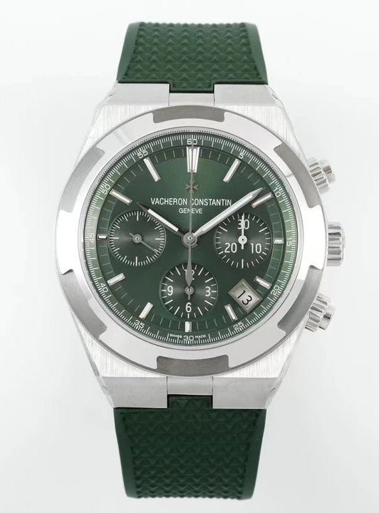 VACHERON CONSTANTIN VACHERON CONSTANTIN GREEN DIAL SILVER CASE CHRONOGRAPH GREEN RUBBER