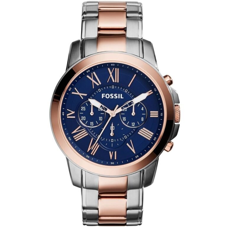 Fossil Grant Chronograph Blue Dial Two Tone Steel Strap Watch for Men - FS5024