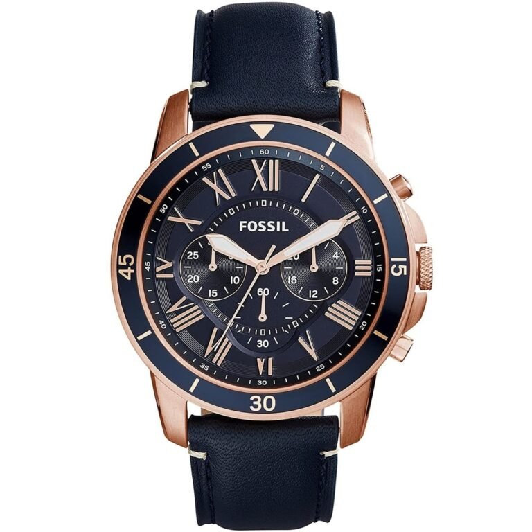 Fossil Grant Sport Chronograph Blue Dial Blue Leather Strap Watch for Men - FS5237