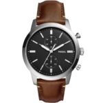 Fossil Townsman Chronograph Black Dial Brown Leather Strap Watch for Men - FS5280