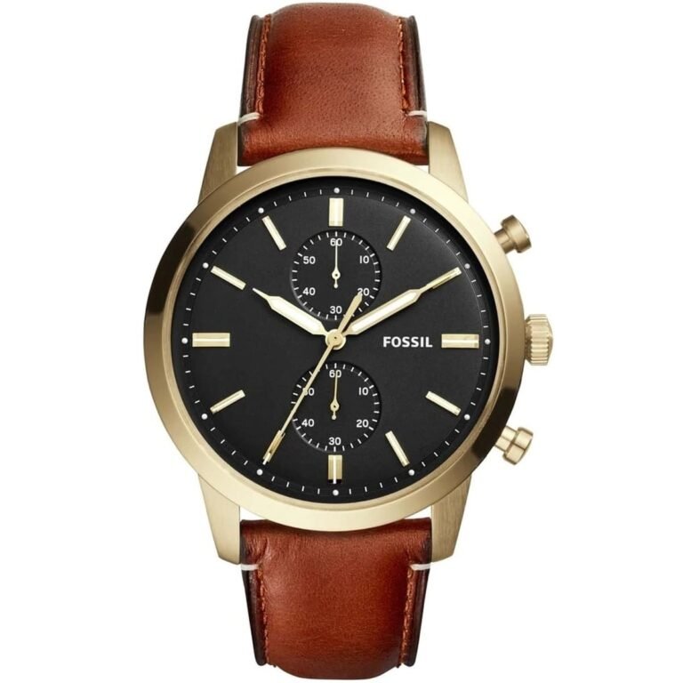 Fossil Townsman Chronograph Black Dial Brown Leather Strap Watch for Men - FS5338