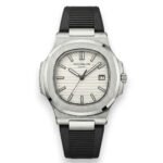 Patek Philippe Nautilus – White Dial – Black Rubber Strap – Japanese Automatic